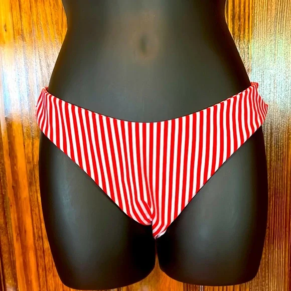 NWT Red & White Striped Bikini Bottoms - Picture 4 of 6